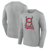 Cincinnati Reds Fastball Long Sleeve T-Shirt - Gray T-shirts