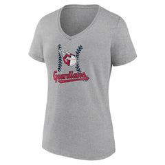 Cleveland Guardians Women's Fastball V-Neck T-Shirt - Gray T-shirts