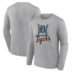 Detroit Tigers Fastball Long Sleeve T-Shirt - Gray T-shirts