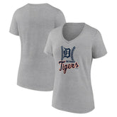 Detroit Tigers Women's Fastball V-Neck T-Shirt - Gray T-shirts