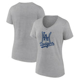 Los Angeles Dodgers Women's Fastball V-Neck T-Shirt - Gray T-shirts