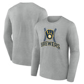 Milwaukee Brewers Fastball Long Sleeve T-Shirt - Gray T-shirts