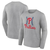 Philadelphia Phillies Fastball Long Sleeve T-Shirt - Gray T-shirts