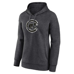Chicago Cubs Women's Monochrome Pullover Hoodie - Charcoal Hoodies
