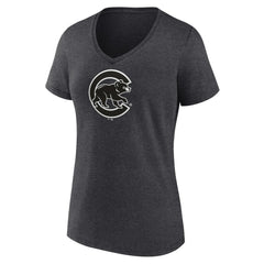 Chicago Cubs Women's Monochrome V-Neck T-Shirt - Charcoal T-shirts