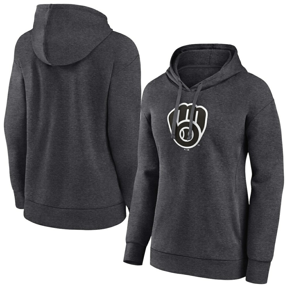 Milwaukee Brewers Women's Monochrome Pullover Hoodie - Charcoal Hoodies