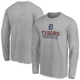 Detroit Tigers Evanston Stencil Long Sleeve T-Shirt - Gray T-shirts