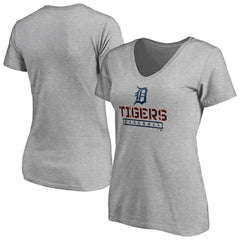 Detroit Tigers Women's Evanston Stencil V-Neck T-Shirt - Gray T-shirts