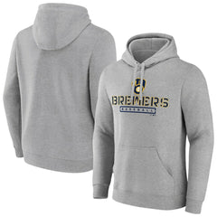 Milwaukee Brewers Evanston Stencil Pullover Hoodie - Gray Hoodies