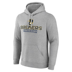 Milwaukee Brewers Evanston Stencil Pullover Hoodie - Gray Hoodies