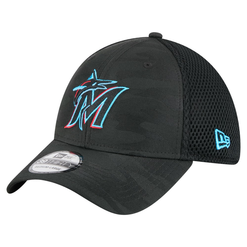 Miami Marlins New Era Subtle Camo 39THIRTY Flex Hat - Black Hats