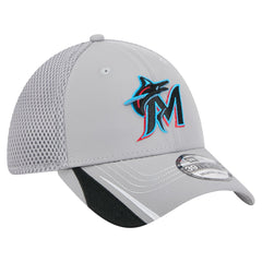Miami Marlins New Era Linear 39THIRTY Flex Hat - Gray Hats