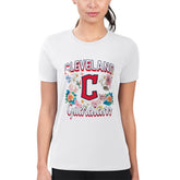 Cleveland Guardians G-III 4Her by Carl Banks Women's Super-Slim Fit Lightweight Flowers Graphic T-Shirt - White T-shirts