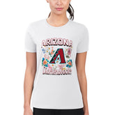Arizona Diamondbacks G-III 4Her by Carl Banks Women's Super-Slim Fit Lightweight Flowers Graphic T-Shirt - White T-shirts
