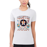 Houston Astros G-III 4Her by Carl Banks Women's Super-Slim Fit Lightweight Flowers Graphic T-Shirt - White T-shirts