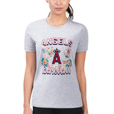 Los Angeles Angels G-III 4Her by Carl Banks Women's Super-Slim Fit Lightweight Flowers Graphic T-Shirt - Heather Gray T-shirts