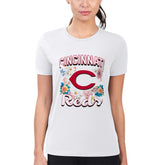 Cincinnati Reds G-III 4Her by Carl Banks Women's Super-Slim Fit Lightweight Flowers Graphic T-Shirt - White T-shirts