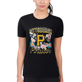 Pittsburgh Pirates G-III 4Her by Carl Banks Women's Super-Slim Fit Lightweight Flowers Graphic T-Shirt - Black T-shirts