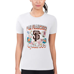 San Francisco Giants G-III 4Her by Carl Banks Women's Super-Slim Fit Lightweight Flowers Graphic T-Shirt - White T-shirts
