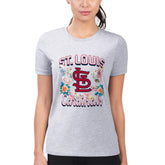 St. Louis Cardinals G-III 4Her by Carl Banks Women's Super-Slim Fit Lightweight Flowers Graphic T-Shirt - Heather Gray T-shirts