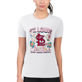 St. Louis Cardinals G-III 4Her by Carl Banks Women's Super-Slim Fit Lightweight Flowers Graphic T-Shirt - White T-shirts
