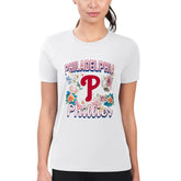 Philadelphia Phillies G-III 4Her by Carl Banks Women's Super-Slim Fit Lightweight Flowers Graphic T-Shirt - White T-shirts