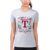 Texas Rangers G-III 4Her by Carl Banks Women's Super-Slim Fit Lightweight Flowers Graphic T-Shirt - Heather Gray T-shirts