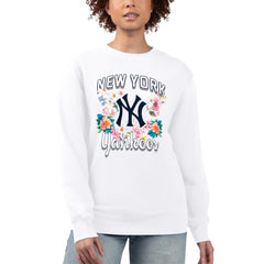 New York Yankees G-III 4Her by Carl Banks Women's Flowers Graphic Pullover Sweatshirt - White Pullover
