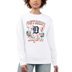 Detroit Tigers G-III 4Her by Carl Banks Women's Flowers Graphic Pullover Sweatshirt - White Pullover
