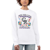 Colorado Rockies G-III 4Her by Carl Banks Women's Flowers Graphic Pullover Sweatshirt - White Pullover