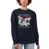 Atlanta Braves G-III 4Her by Carl Banks Women's Flowers Graphic Pullover Sweatshirt - Navy Pullover