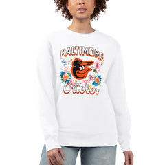 Baltimore Orioles G-III 4Her by Carl Banks Women's Flowers Graphic Pullover Sweatshirt - White Pullover