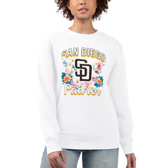 San Diego Padres G-III 4Her by Carl Banks Women's Flowers Graphic Pullover Sweatshirt - White Pullover