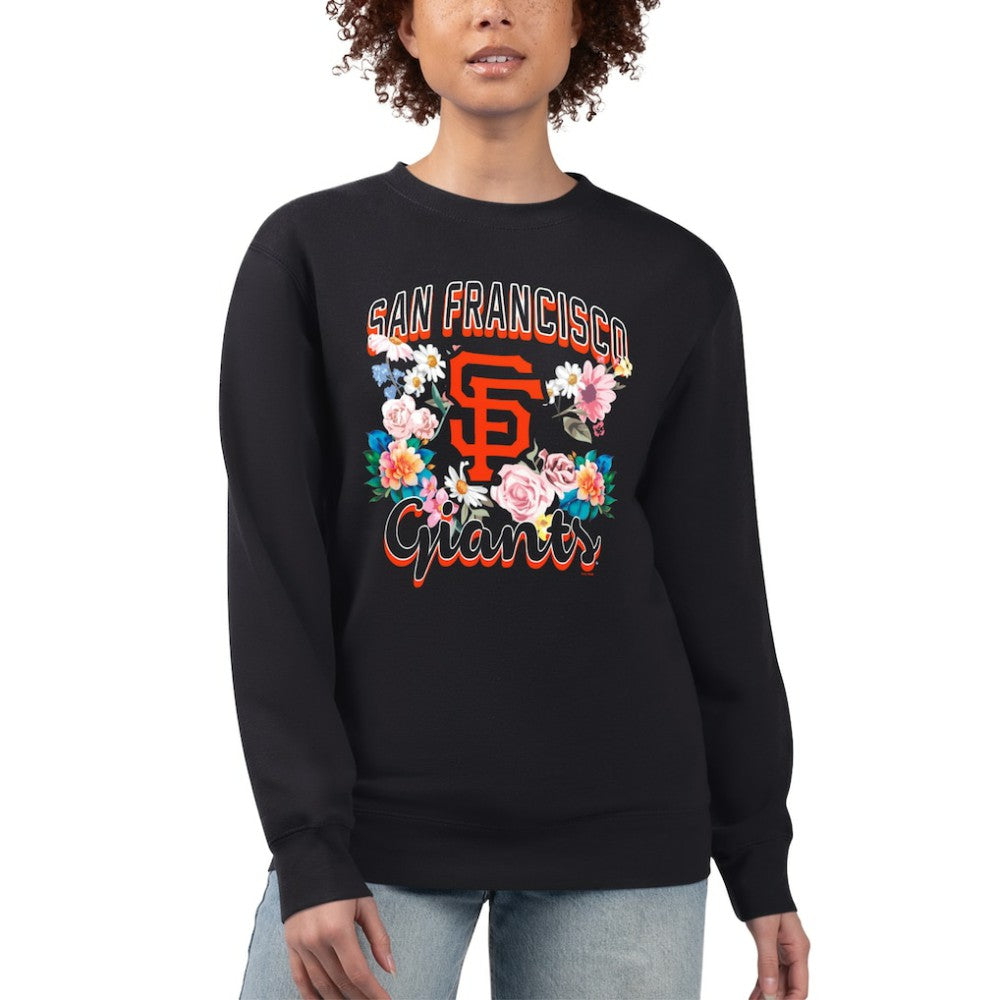 San Francisco Giants G-III 4Her by Carl Banks Women's Flowers Graphic Pullover Sweatshirt - Black Pullover