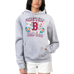 Boston Red Sox G-III 4Her by Carl Banks Women's Flowers Graphic Pullover Hoodie - Heather Gray Hoodies