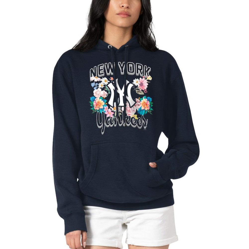 New York Yankees G-III 4Her by Carl Banks Women's Flowers Graphic Pullover Hoodie - Navy Hoodies