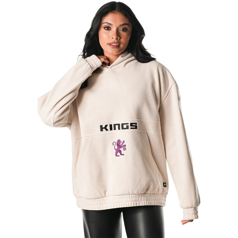 Sacramento Kings The Wild Collective Unisex Corduroy Tri-Blend Pullover Hoodie Cream