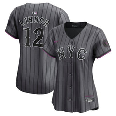 MLB Francisco Lindor New York Mets Nike Women's City Connect Limited Jersey - Gray