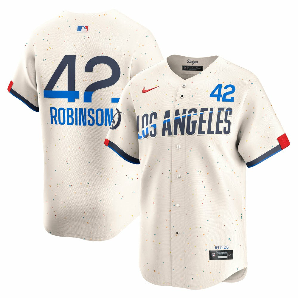 MLB Jackie Robinson Los Angeles Dodgers Nike City Connect Limited Player Jersey - Cream
