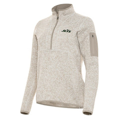 New York Jets Antigua Women's Fortune Half-Zip Jacket Oatmeal