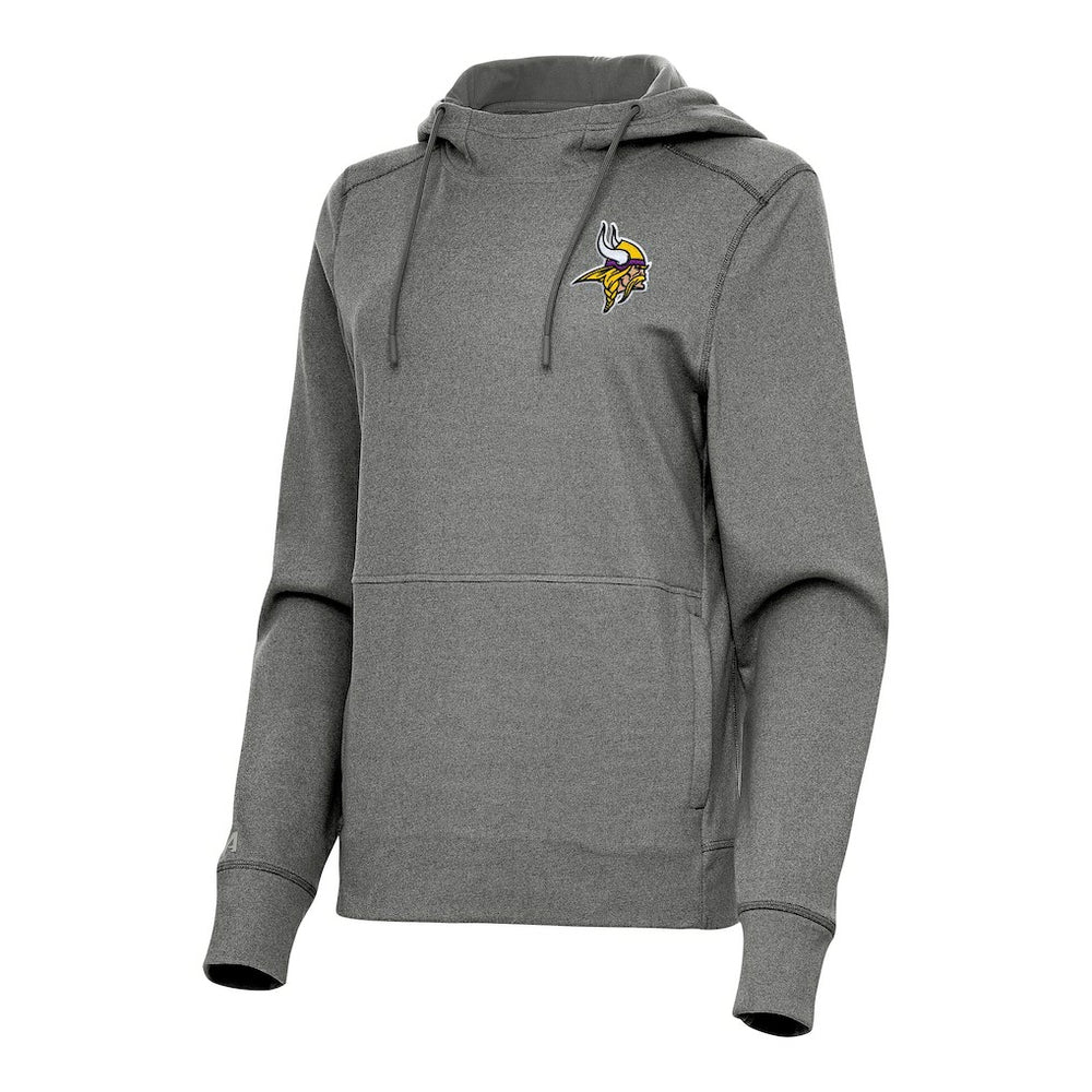 Minnesota Vikings Antigua Women's Justice Pullover Hoodie Heather Black
