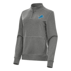 Detroit Lions Antigua Women's Crush Quarter-Zip Jacket Heather Black