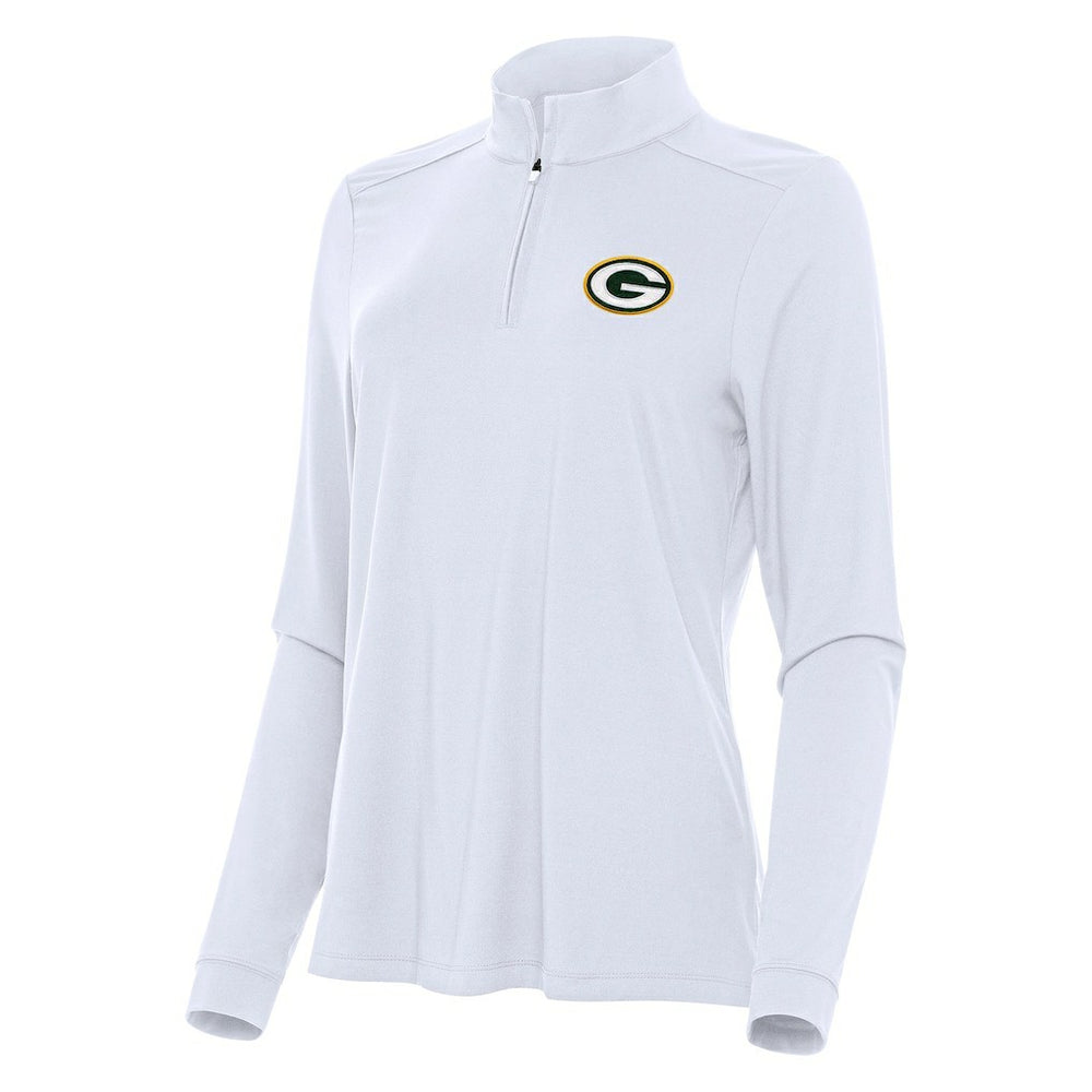 Green Bay Packers Antigua Women's Intent Quarter-Zip Sweatshirt White