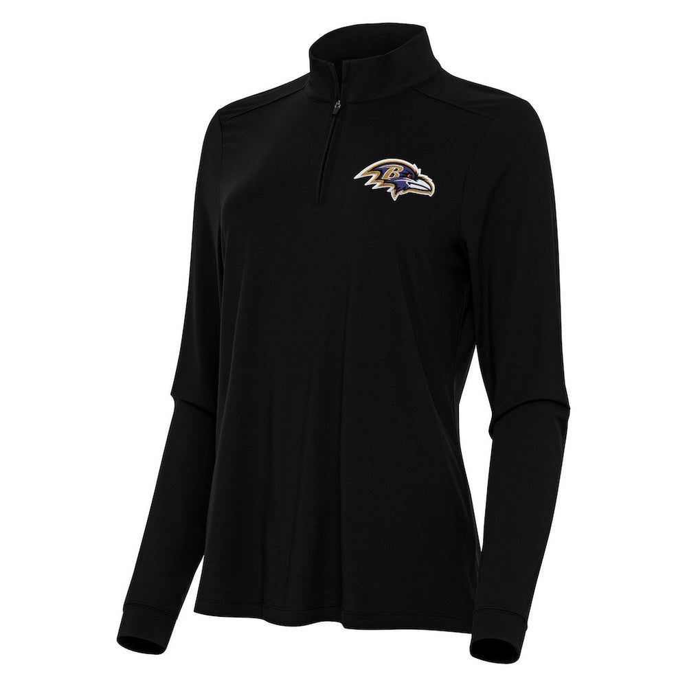 Baltimore Ravens Antigua Women's Intent Quarter-Zip Sweatshirt Black