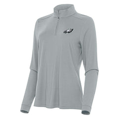 Philadelphia Eagles Antigua Women's Intent Quarter-Zip Sweatshirt Gray