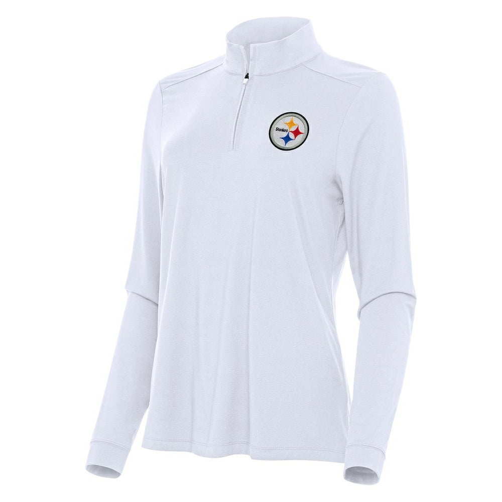Pittsburgh Steelers Antigua Women's Intent Quarter-Zip Sweatshirt White
