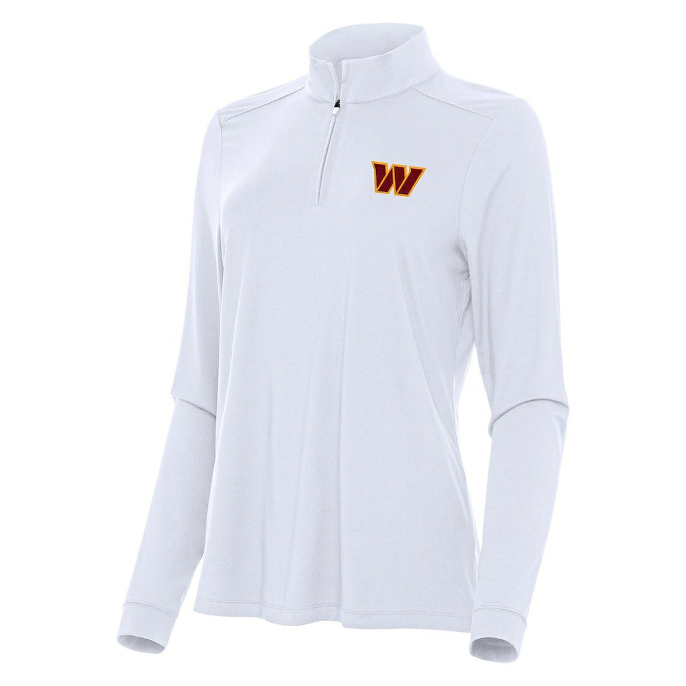 Washington Commanders Antigua Women's Intent Quarter-Zip Sweatshirt White