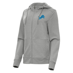 Detroit Lions Antigua Women's Seeker Full-Zip Hoodie Jacket Heather Gray