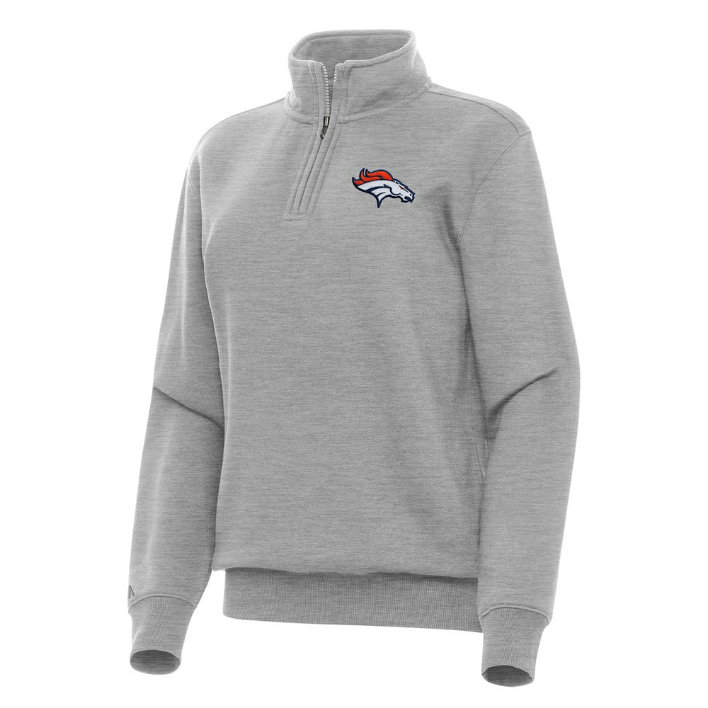 Denver Broncos Antigua Women's Victory Quarter-Zip Top Heather Gray
