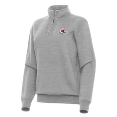 Kansas City Chiefs Antigua Women's Victory Quarter-Zip Top Heather Gray